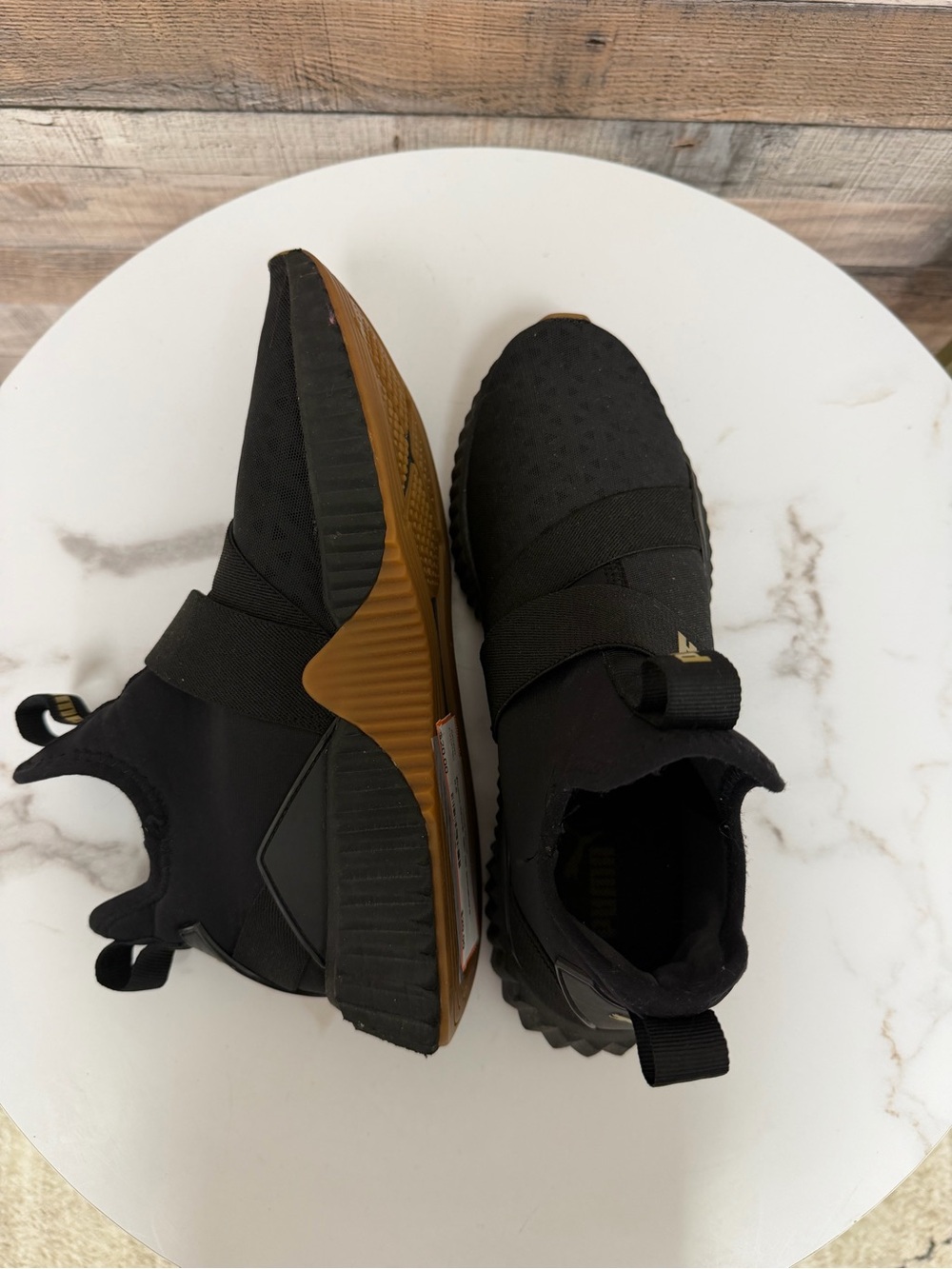 Puma Black Slip-On Sneakers with Gold Accents - Picture 4 of 5